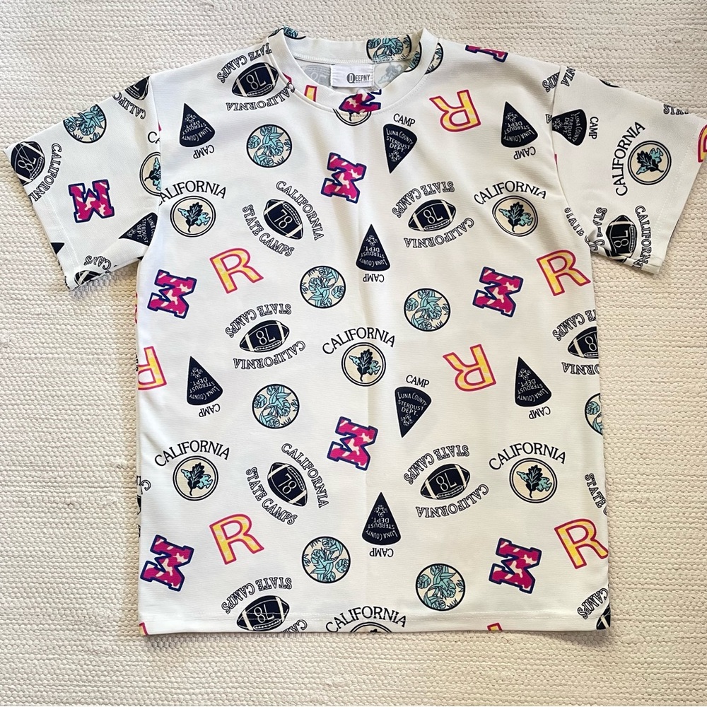 Deepny Korean Fashion Cute Printed White Crew Neck Short Sleeves T-Shirt